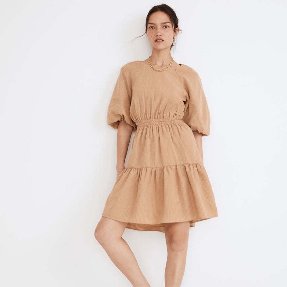 NWT Madewell Tan Seersucker Dress